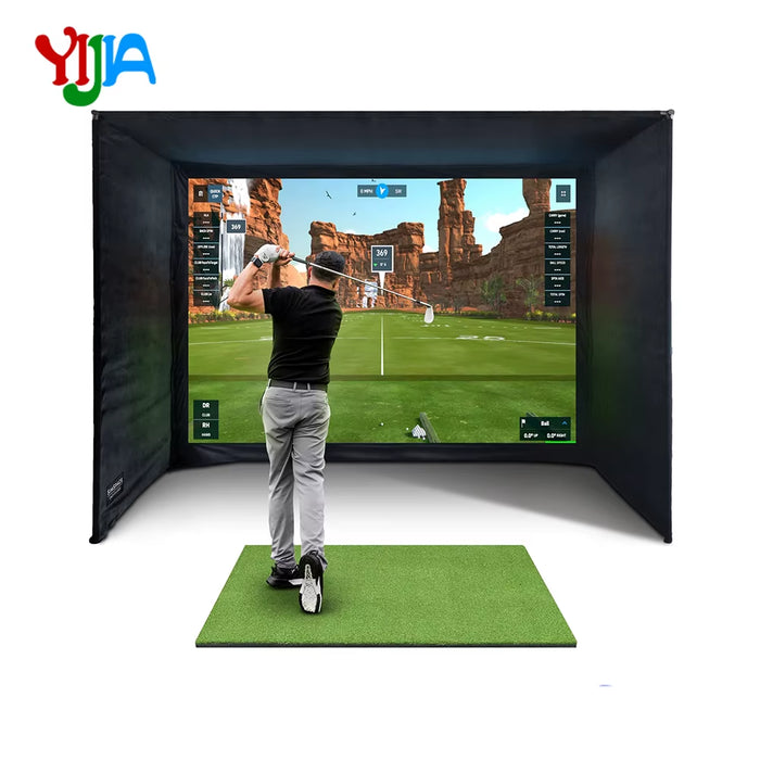 10/12/14Ft Outdoor Golf Training Simulator Cage Sports Practice Golf Simulator Enclosure with Impact Netting and All Poles