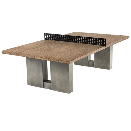 9 Ft Aurora Outdoor Ping Pong Table, Combo Dining Tennis Table with Metal Net and Cover