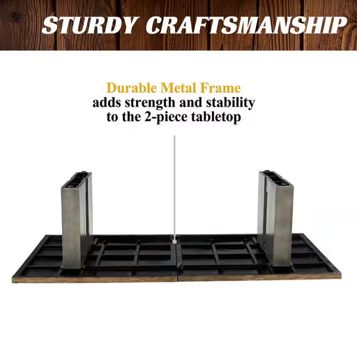 9 Ft Aurora Outdoor Ping Pong Table, Combo Dining Tennis Table with Metal Net and Cover