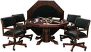 3-In1 Combination Game & Dining Table Set with 4 Rocker-Swivel Chairs- (Mahogany Finish)