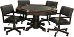 3-In1 Combination Game & Dining Table Set with 4 Rocker-Swivel Chairs- (Mahogany Finish)
