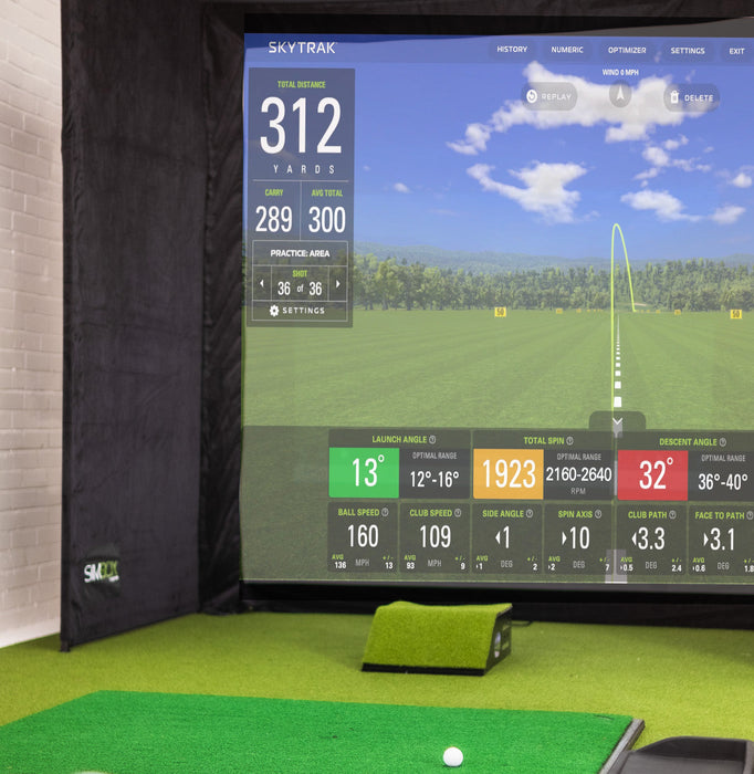 GolfBays SimBox Indoor Golf Simulator Enclosure with Pro+ Impact Screen & Frame