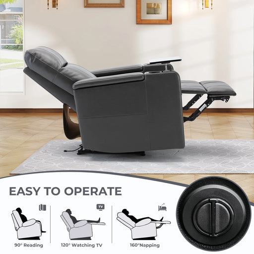Electric Recliner for Living Room Home Theater Seating Leather Reclining Chair Sofa Furniture with Cup Holders USB Ports and Hidden Storage, Gray, Set of 3