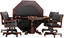 3-In1 Combination Game & Dining Table Set with 4 Rocker-Swivel Chairs- (Mahogany Finish)