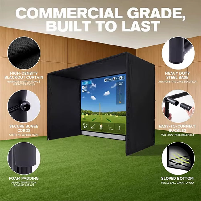 10/12/14Ft Outdoor Golf Training Simulator Cage Sports Practice Golf Simulator Enclosure with Impact Netting and All Poles