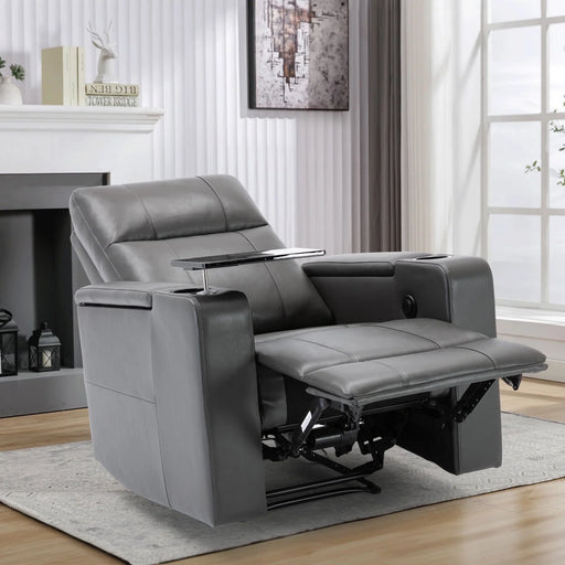 Electric Recliner for Living Room Home Theater Seating Leather Reclining Chair Sofa Furniture with Cup Holders USB Ports and Hidden Storage, Gray