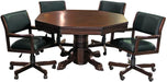 3-In1 Combination Game & Dining Table Set with 4 Rocker-Swivel Chairs- (Mahogany Finish)