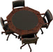 3-In1 Combination Game & Dining Table Set with 4 Rocker-Swivel Chairs- (Mahogany Finish)