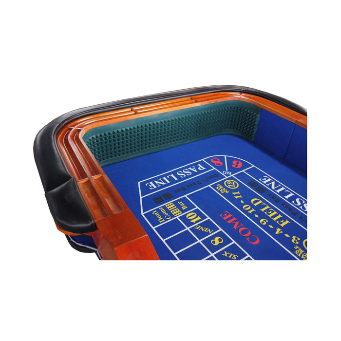 8-Foot Deluxe Casino Craps Table with Blue Felt & Chip Racks