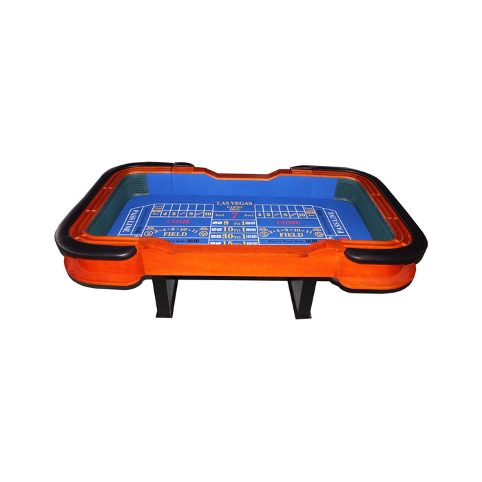 8-Foot Deluxe Casino Craps Table with Blue Felt & Chip Racks