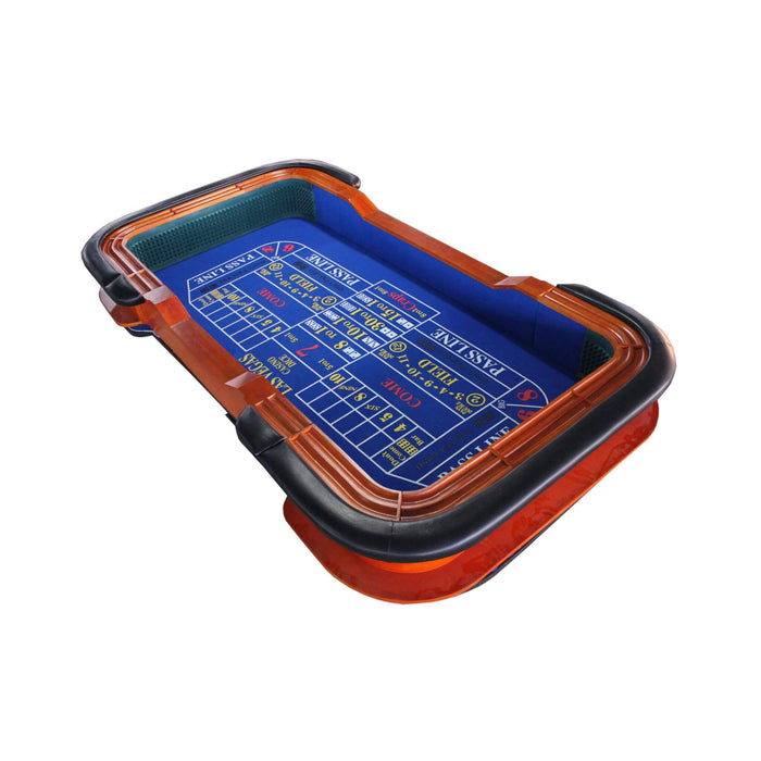 8-Foot Deluxe Casino Craps Table with Blue Felt & Chip Racks
