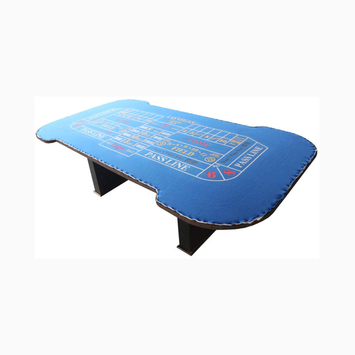 8-Foot Deluxe Casino Craps Table with Blue Felt & Chip Racks